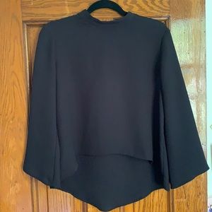 Zara Asymmetrical 3/4 Sleeve Zip Back Blouse